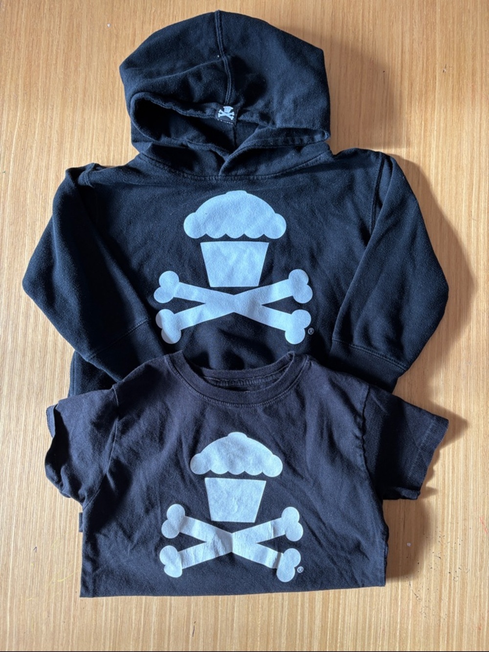 Johnny Cupcakes  Black Hoodie & Tee Set with Cupcake Crossbones Graphic